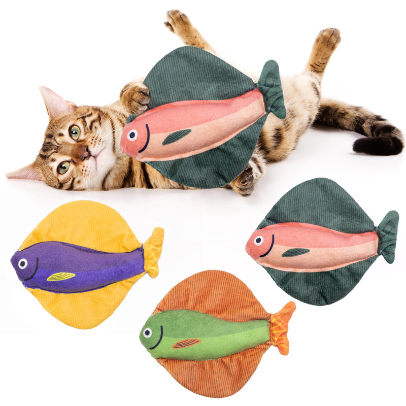 Catnip Fish Cat Toys – Crinkle Kicker Pack of 3 (Flatfish)