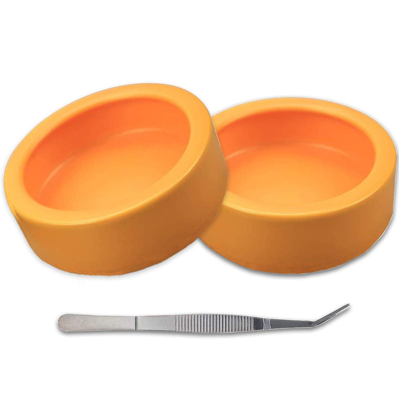 Ceramic Reptile Worm Dish with Feeding Tongs – 2-Pack Escape-Proof Food Bowl for Bearded Dragons, Geckos & Lizards