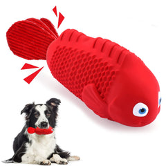Squeaky Clownfish Chew Toy for Dogs – Indestructible Natural Rubber Toy for Aggressive Chewers (Red)