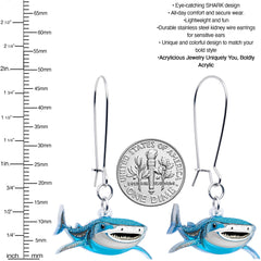 Acrylicious Attack Swimming Shark Dangle Earrings by Onyx O
