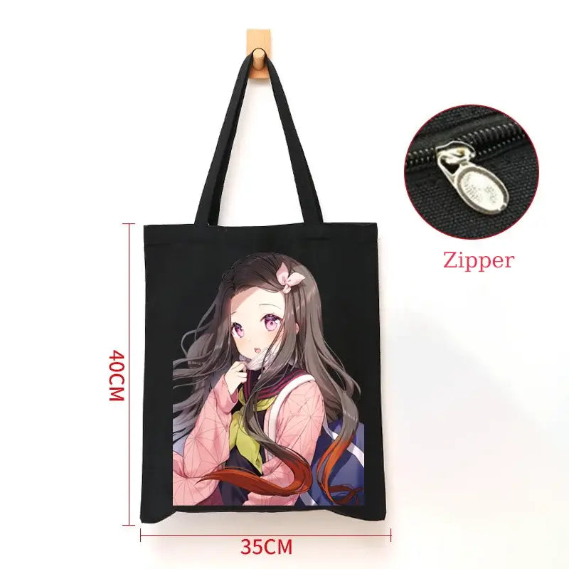 Demon Slayer Canvas Bag: Nezuko & Tanjiro Zipper Tote