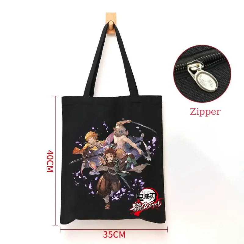 Demon Slayer Canvas Bag: Nezuko & Tanjiro Zipper Tote