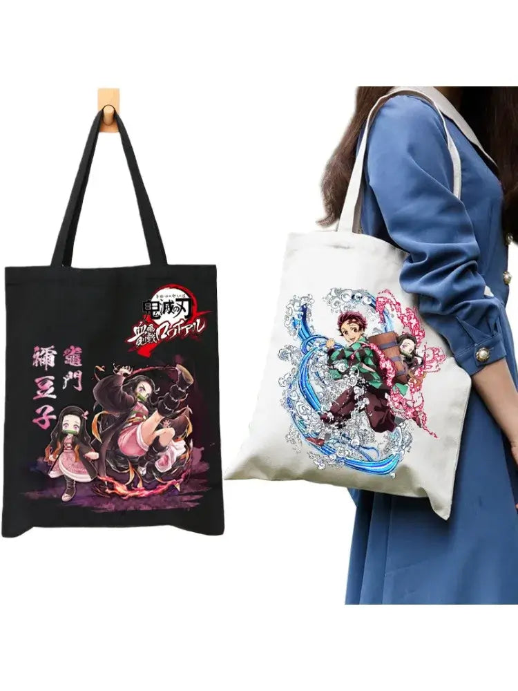 Demon Slayer Canvas Bag: Nezuko & Tanjiro Zipper Tote