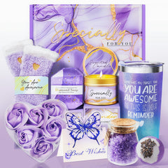 Lavender Spa Gift Basket for Women – 9-Piece Birthday & Self-Care Set with 20oz Tumbler