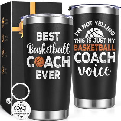 Basketball Coach Gift Set – 20 oz Insulated Tumbler with Keychain | Coach Appreciation & Birthday Gift
