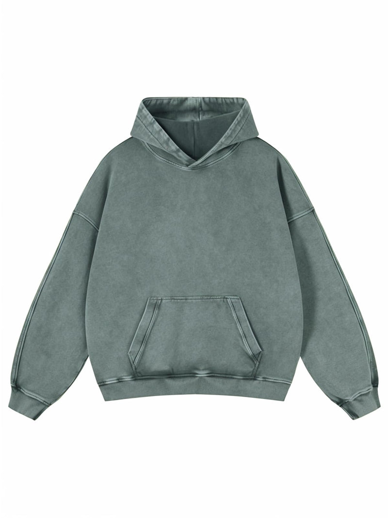 Acid Wash Heavyweight Hoodie – Oversized Unisex Y2K Vintage Pullover Sweatshirt