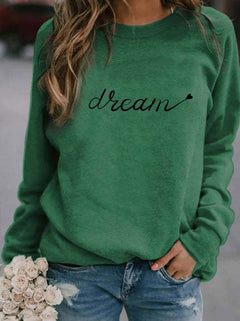 3D Printed Round Neck Long-sleeved Dream Letter Shirt