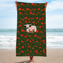 Double-Sided Ice Cream & Floral Print Beach Towel