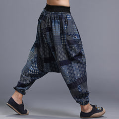 Men's Soft Printed Crotch Pants - Yonago Flower Design