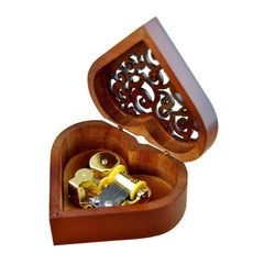 Heart-Shaped Wood Music Box – Wind-Up, 18-Note (You Are My Sunshine)