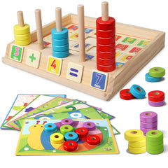 Montessori Math Manipulatives Set – Wooden Number Blocks & Counting Puzzle Toy for Toddlers Ages 3–6