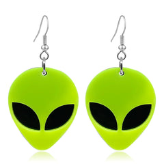 Cute Alien Dangle Earrings for Women – Funny Novelty Acrylic Statement Earrings