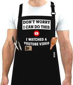 Funny Grilling Apron for Men with Pockets – Novelty BBQ & Cooking Apron Gift
