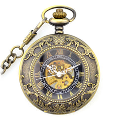 Vintage Hollow Mechanical Pocket Watch Necklace for Men & Women