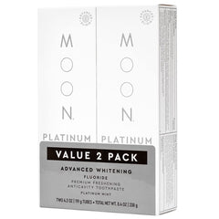 MOON Platinum Advanced Teeth Whitening Toothpaste with Fluoride – Platinum Mint (2 Pack)
