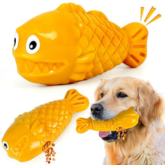 OSORD Squeaky Clownfish Dog Toy – Treat-Dispensing Nylon Chew Toy for Medium & Large Aggressive Chewers (Yellow)