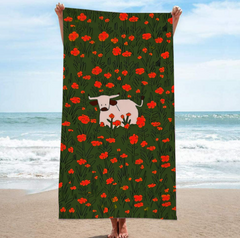 Double-Sided Ice Cream & Floral Print Beach Towel