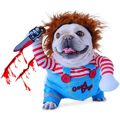 Deadly Doll Dog Costume – Funny Halloween Cosplay Outfit for Small, Medium & Large Dogs