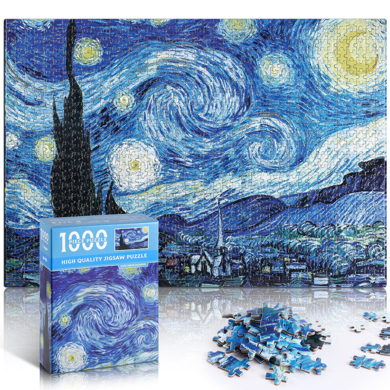 Starry Night 1000-Piece Mini Jigsaw Puzzle – Van Gogh Artwork | Ages 14+