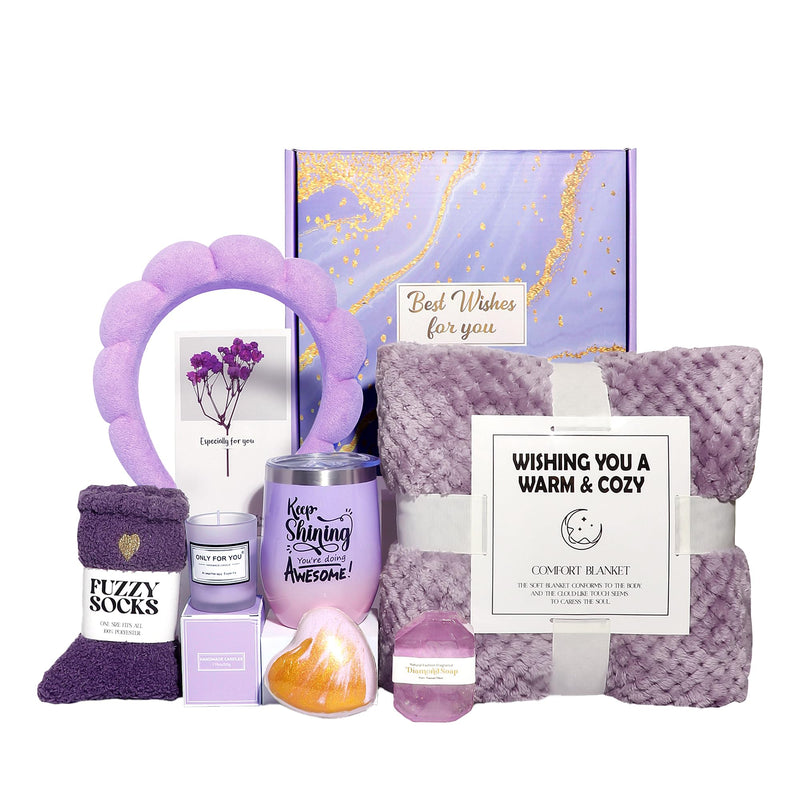 Women's Spa Gift Set | 9-Piece Self-Care Box with Blanket & Tumbler