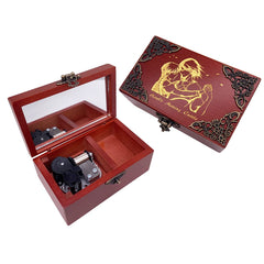Carved Wood Jewelry Music Box with Mirror – Wind-Up, 18-Note (Merry Go Round of Life)