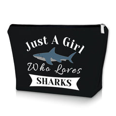 Shark Gifts for Girls Black Makeup Bag Shark Themed Birthday Gifts Shark Week Gifts Cosmetic Bag Animal Lover Gifts for Women Shark Owner Shark Lover Gifts Graduation Christmas Gifts Travel Bag