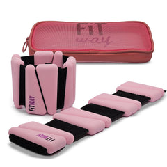 FITWAY Adjustable Silicone Ankle & Wrist Weights – 2lb Pair (Pink)
