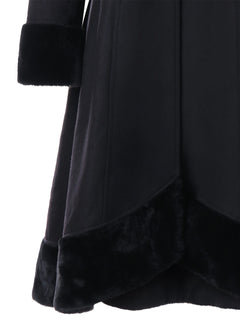 Women's Hooded Wool Trench Coat with Fur Collar