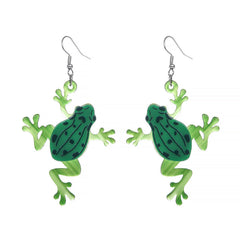 Frog & Fly Dangle Earrings – Funny Weird Acrylic Statement Earrings for Women