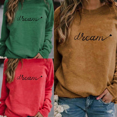3D Printed Round Neck Long-sleeved Dream Letter Shirt