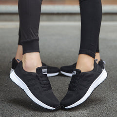 Women's Breathable Mesh Sports Sneakers – Lightweight Wedge Sole, Sizes 35–44