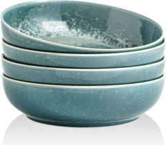 KYBSCZ 30oz Pasta bowls set - 8" serving bowls - salad bowls set of 4 - Large ceramic bowls - Dinner bowls- Microwave safe bowls