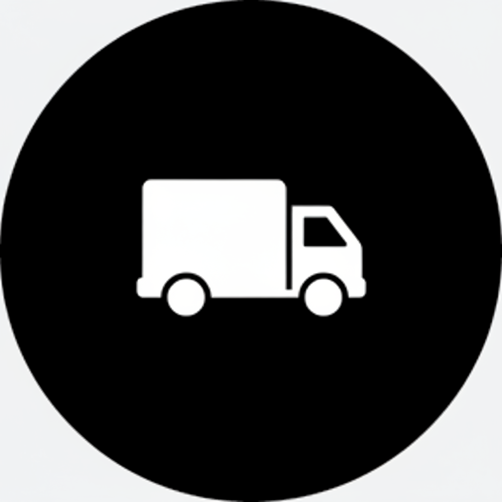 Full bleed black circle white truck