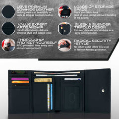 RFID Blocking Women's Leather Trifold Wallet